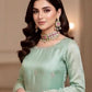 Designer high end Gold-Plated monzonite Necklace Earring Set, pink double Stones & mint stones.