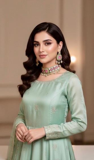 Designer high end  Gold-Plated monzonite  Necklace Earring Set, pink double Stones & mint stones.