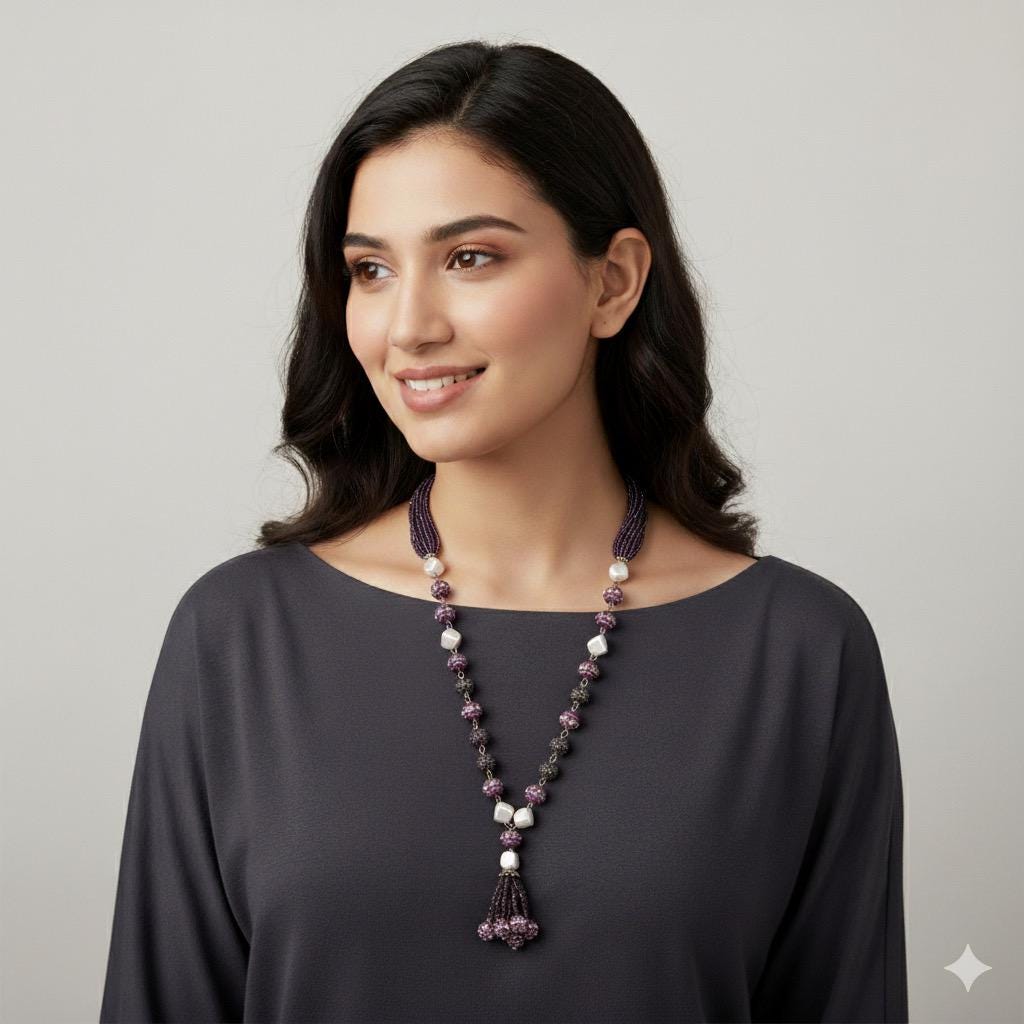 Bollywood Indian  mala deep purple with meenakari