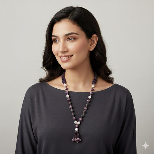 Bollywood Indian mala deep purple with meenakari