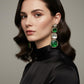 Green emerald kundan Stone Drop Earrings | Silver Dangle Earrings | Luxury Handmade Jewelry for Women