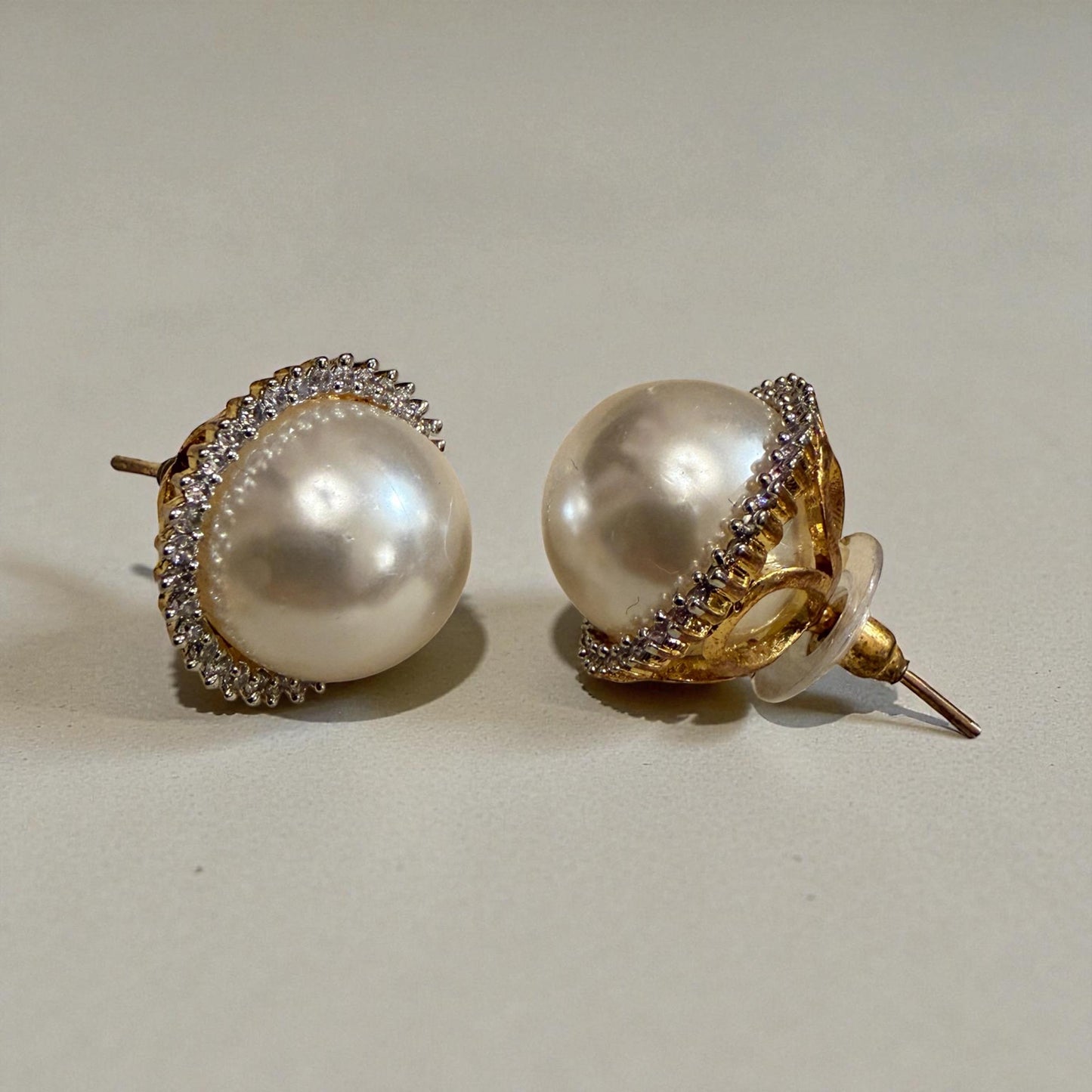 Large faux man made pearl with crystal stones Glamorous Earrings Jewelry wedding bridal