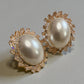 Large faux man made pearl with crystal stones Glamorous Earrings Jewelry wedding bridal