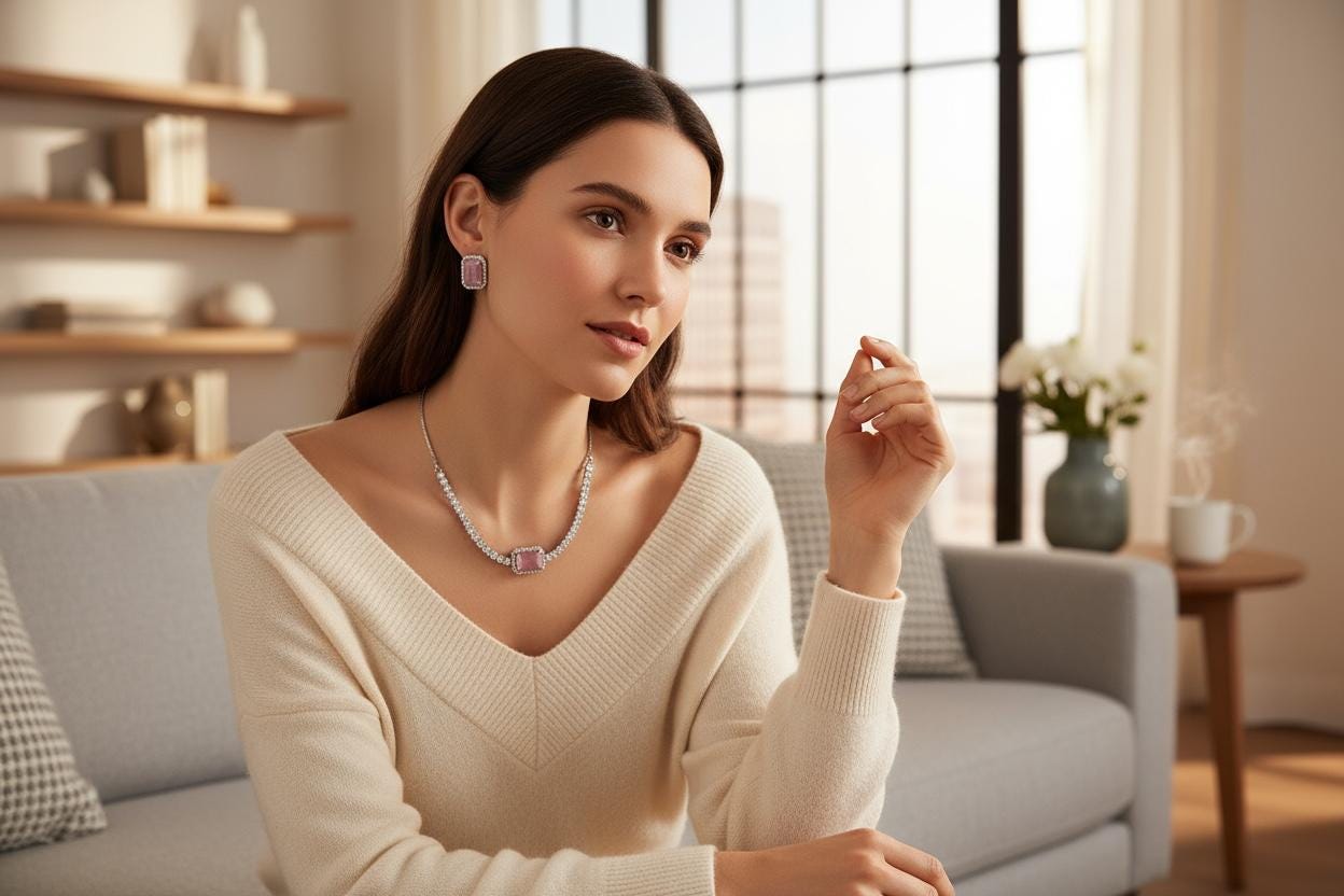Mauve Stone Necklace Set | Minimalist Kundan Necklace | Elegant Handmade Bridal Jewelry