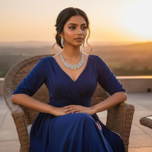 Cz Stone Necklace Set | Yellow Gem Bridal Jewelry | Elegant Handmade Choker & Earrings