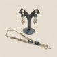 Royal Blue Kundan Necklace Set | Enamel Long Chain Jewelry | Handmade Indian designer Set monzonite