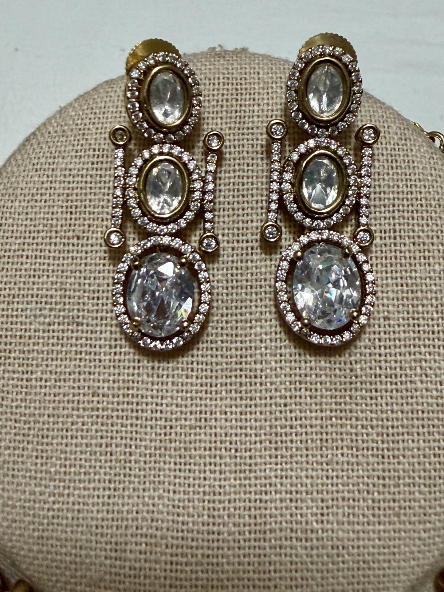 Bollywood polki monzonite ad Stone Necklace Set, Indian Bridal Jewelry