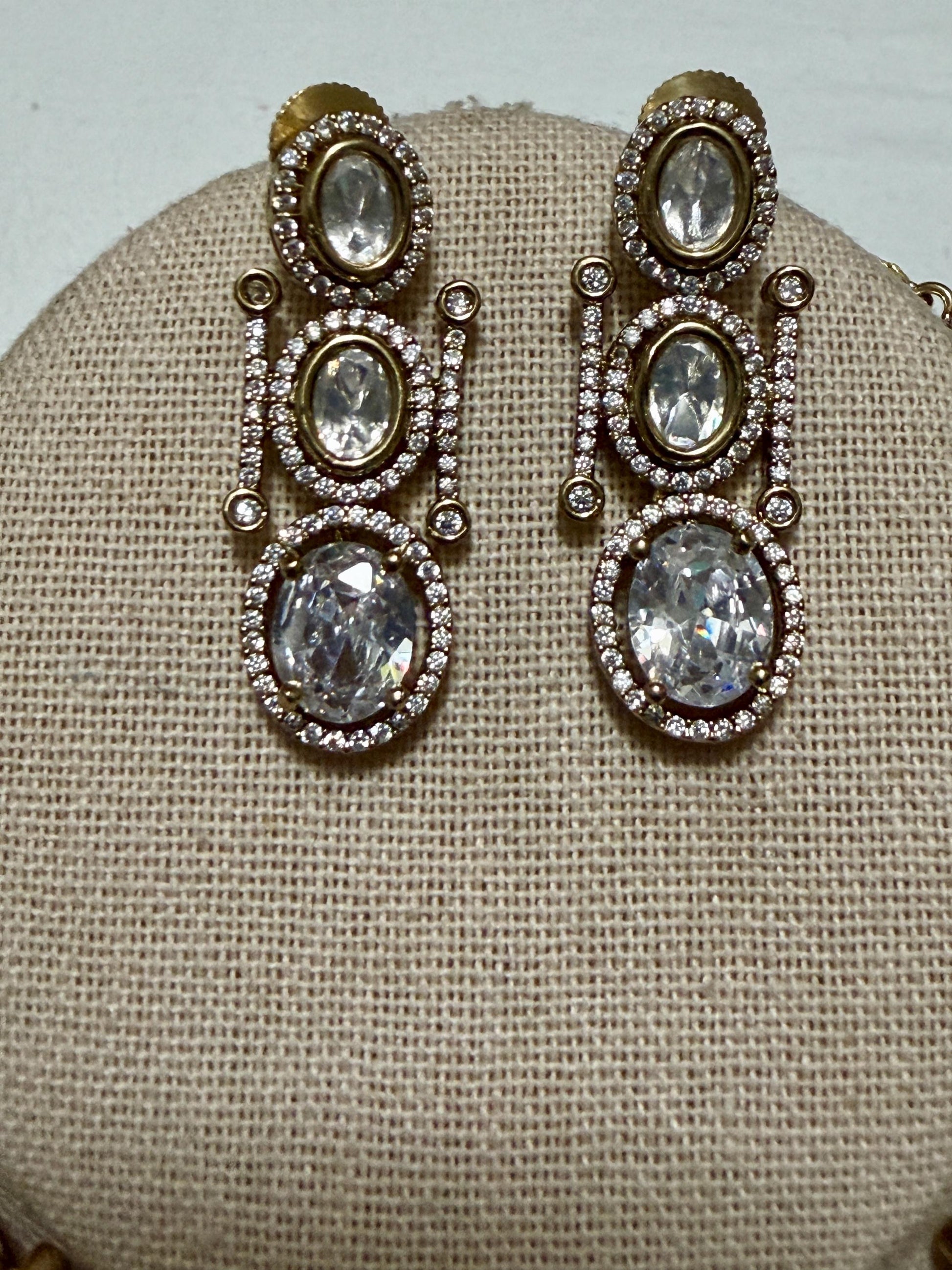 Bollywood polki monzonite ad Stone Necklace Set, Indian Bridal Jewelry