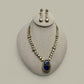 Blue Kundan Necklace Set | Handmade Bridal Jewelry | Royal Gold & Crystal Necklace with Earrings