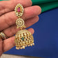 Gold-Tone Jhumka Earrings: Bollywood Style with Rubies & Pearls