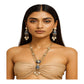 Royal Blue Kundan Necklace Set | Enamel Long Chain Jewelry | Handmade Indian designer Set monzonite