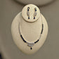 Blue Sapphire Leaf Necklace Set | Silver Plated Crystal Jewelry | Elegant Bridal Necklace & Earring Set