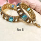 Bollywood Bangle Set: Antique Gold, Mother of Pearl, CZ Stones