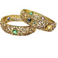 CZ Stone Antique Gold Kada Set | Traditional Indian Bangles