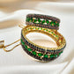 Emerald Green Kada Set Openable Fits - Luxurious Gold Bangle with Vibrant Gemstones