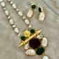 Sabyasachi inspired mala set in emerald multi  color