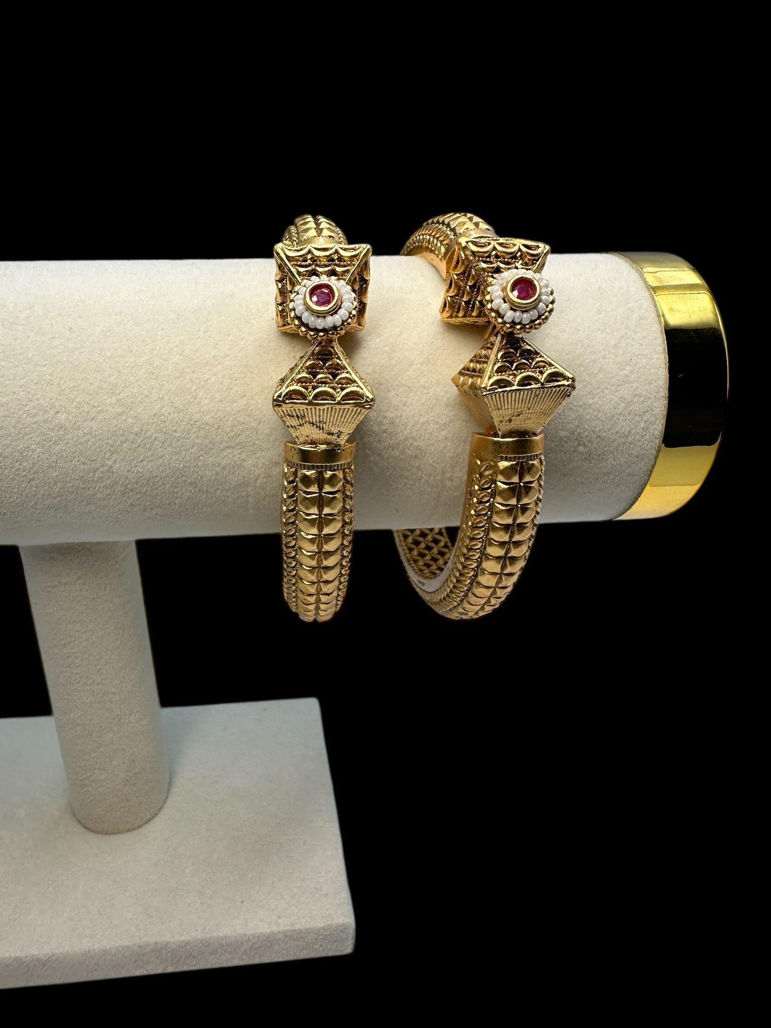 Chunky Kada Set Rajwari Gold Plated Size 2.6/2.8 Openable