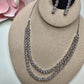 Double layer solitaire cubic zarconia ad silver plated finish necklace set