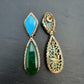 Multi Color Sabyasachi inspired Statement Earrings | Gold Plated CZ Dangler Jewelry | Modern Luxury highend Earrings |  Party Drop Earrings