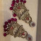 Elegant Blue Jhumka Earrings with stone Accents - Traditional Indian Jewelry