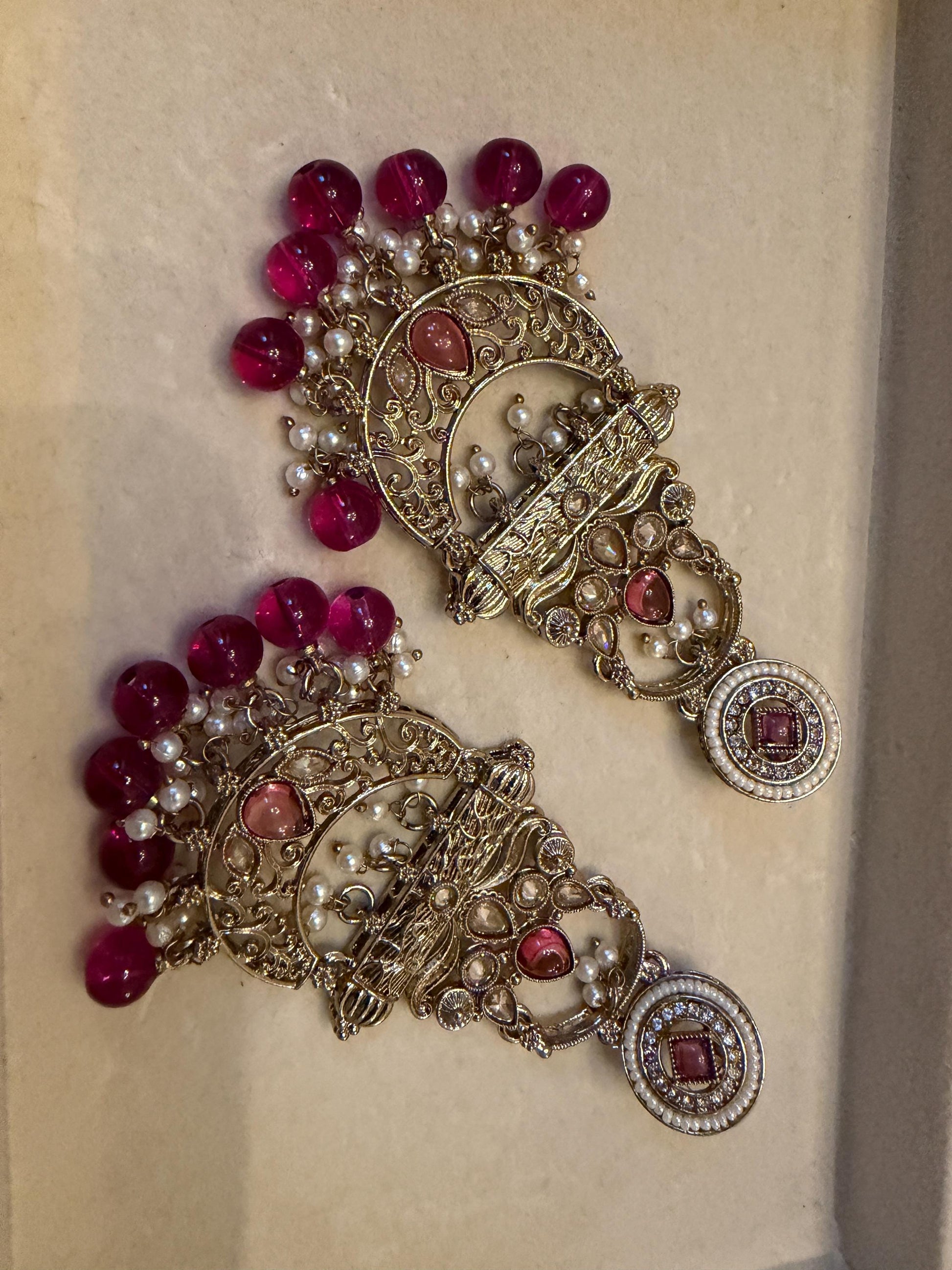 Elegant Blue Jhumka Earrings with stone Accents - Traditional Indian Jewelry