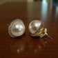 Large faux man made pearl with crystal stones Glamorous Earrings Jewelry wedding bridal