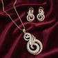 Infinity Swirl Gold Necklace Set | CZ Bridal Jewelry Set | Elegant Pendant & Earrings | Gift for Her | Party Wear Statement Jewelry
