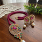 Peacock Style Ruby Pearl Necklace Set | Indian Bridal Jewelry | Kundan Enamel Pendant with Earrings | Festive Wedding Jewelry Gift for Her