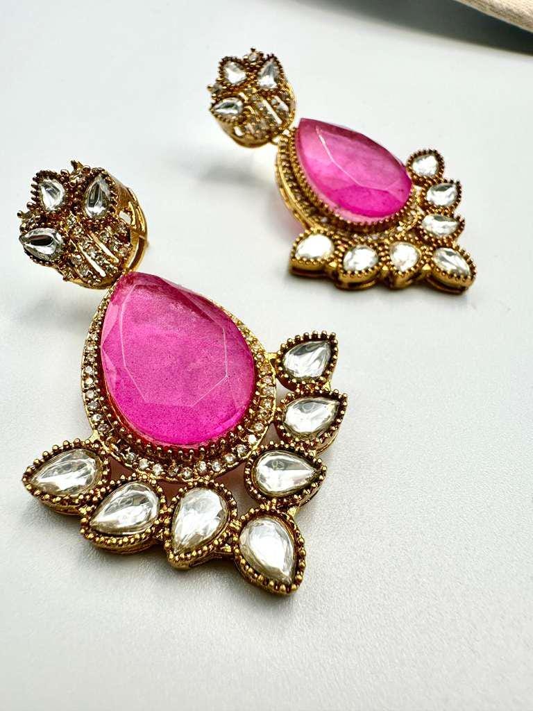 Hot Pink Choker Necklace with Micro Gold Plated - Traditional Indian Jewelry