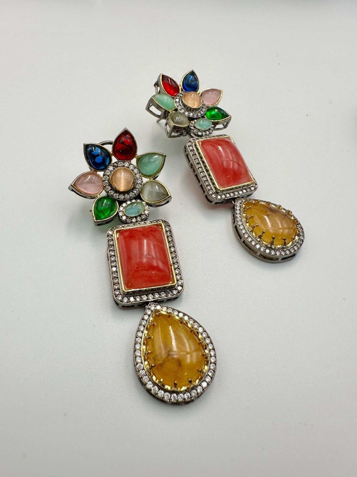 Bollywood Sabyasachi  inspired  Indian Designer Earrings , gold finish,Victorian,Ad stones