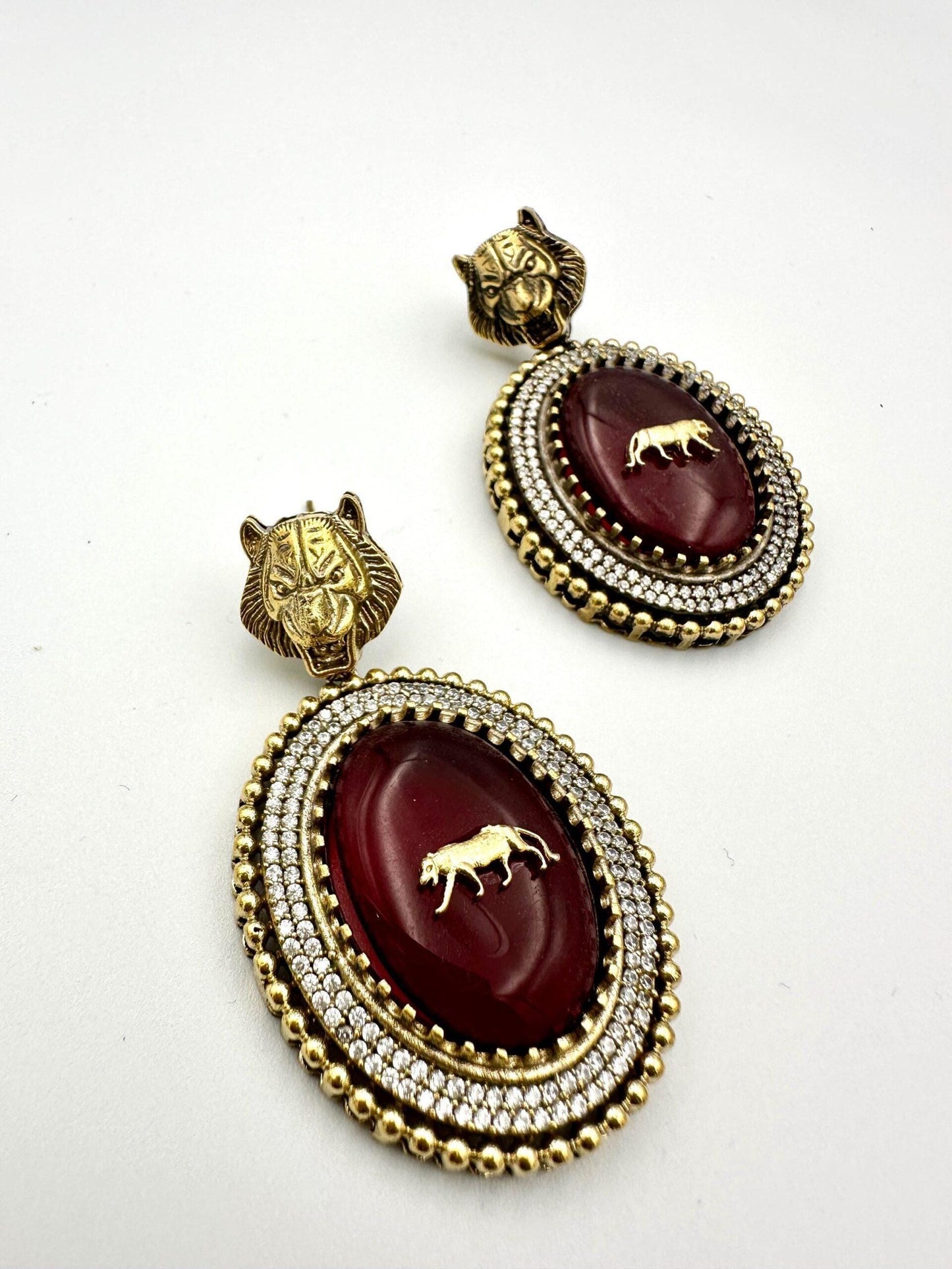 Bollywood Sabyasachi  inspired  Indian Designer Earrings , gold finish,Victorian,Ad stones