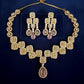 Vintage Pink Crystal Choker Set | Gold Bridal Jewelry | Statement Earrings | Wedding Party Set Gift for Her