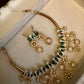 Emerald Floral Choker Set | Gold Crystal Necklace & Earrings | Bridal Jewelry | Statement Wedding Set