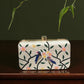 Floral Bird Embroidery Clutch – Luxury Bridal Handbag – Elegant Satin Box Purse