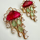 Bollywood Indian Designer high end Earrings with doublet stone, gold finish,Victorian,Ad stones