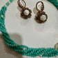 Turquoise Pearl Necklace Set | Baroque Pearl Pendant Jewelry | Handmade Beaded Choker & Earrings