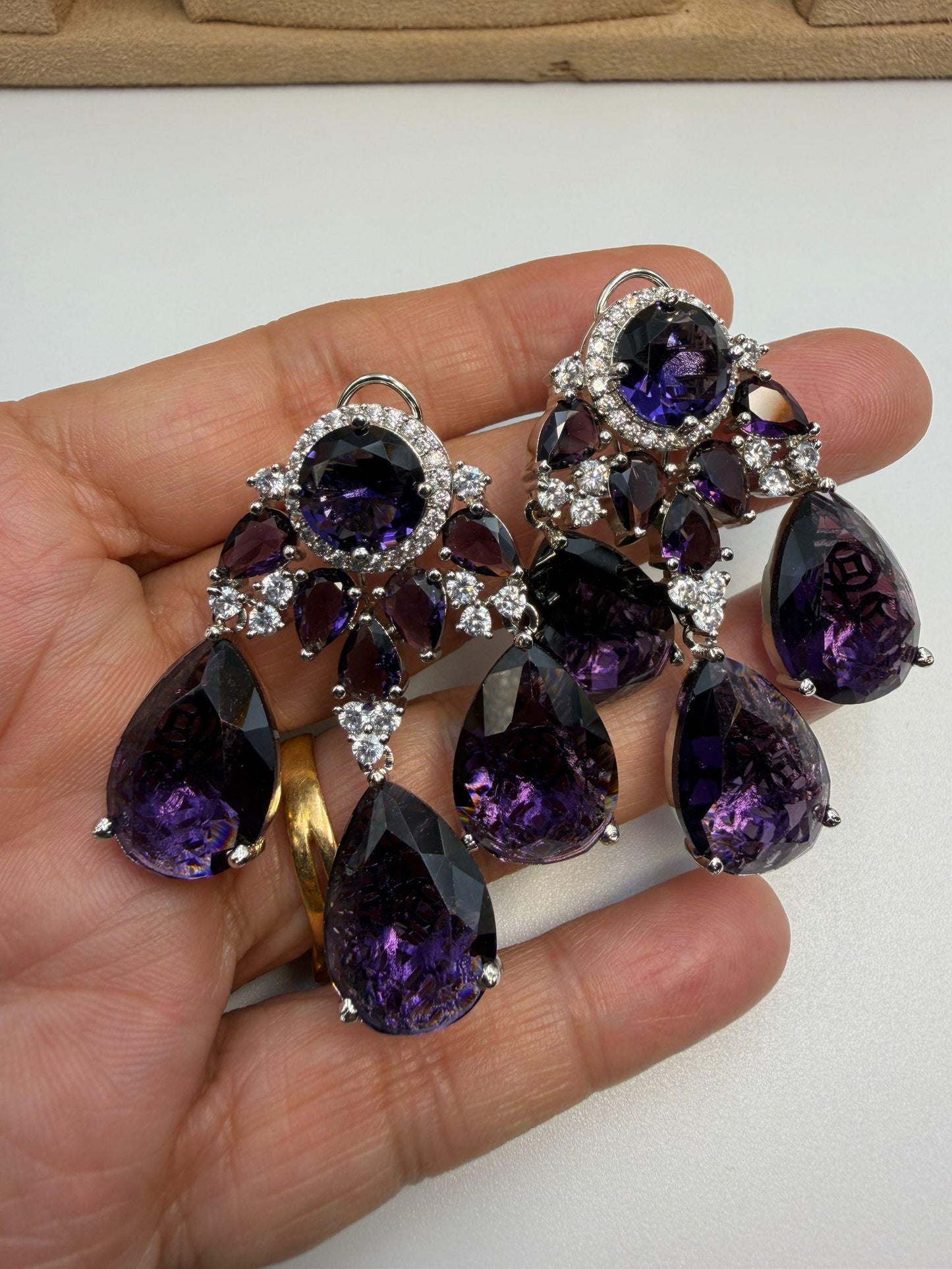 Sparkling Teardrop Crystal Earrings | Luxury Statement Drop Earrings | 6 Color Options | Bridal & Party Jewelry