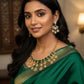 Emerald Floral Choker Set | Gold Crystal Necklace & Earrings | Bridal Jewelry | Statement Wedding Set