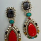 Multicolor Kundan Drop Earrings | Boho Statement Dangle Jewelry | Ethnic Bridal Long Earrings designer high end