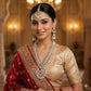 Kundan Pearl Bridal Jewelry Set • Long Necklace Earrings & Maang Tikka • Indian Wedding Statement Set