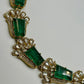 Emerald Green Ad Necklace Set • Antique Gold Statement Necklace with Earrings • Bridal & Festive Jewelry