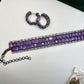 Purple Crystal Choker Necklace Set • Amethyst Statement Choker with Matching Earrings • Elegant Evening Jewelry