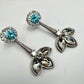 Aqua Blue Cz Stone Drop Earrings • Floral Statement Earrings with Clear Marquise Stones • Luxury Evening & Bridal Jewelry