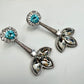 Aqua Blue Cz Stone Drop Earrings • Floral Statement Earrings with Clear Marquise Stones • Luxury Evening & Bridal Jewelry