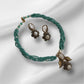 Turquoise Pearl Necklace Set | Baroque Pearl Pendant Jewelry | Handmade Beaded Choker & Earrings