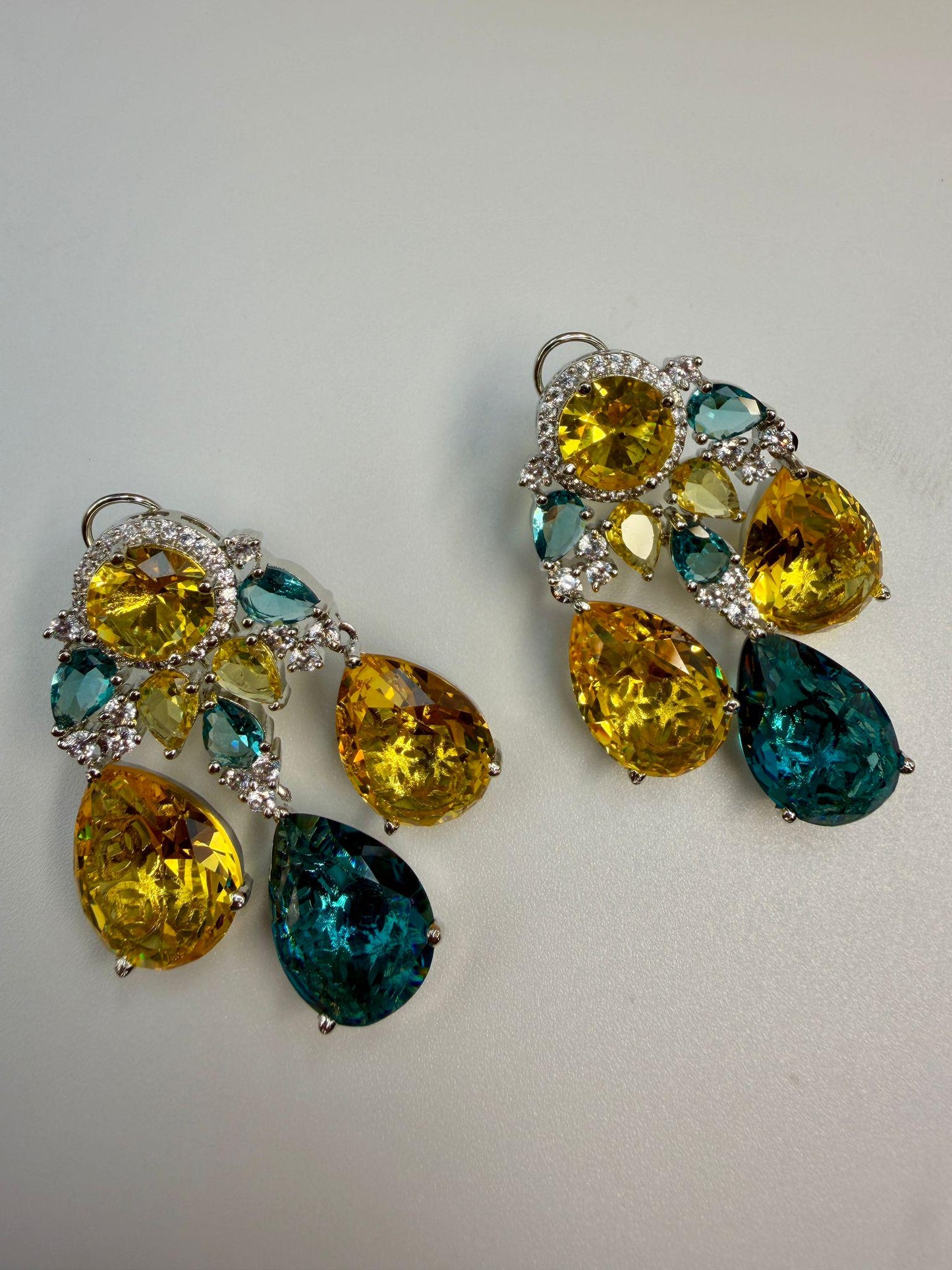 Sparkling Teardrop Crystal Earrings | Luxury Statement Drop Earrings | 6 Color Options | Bridal & Party Jewelry