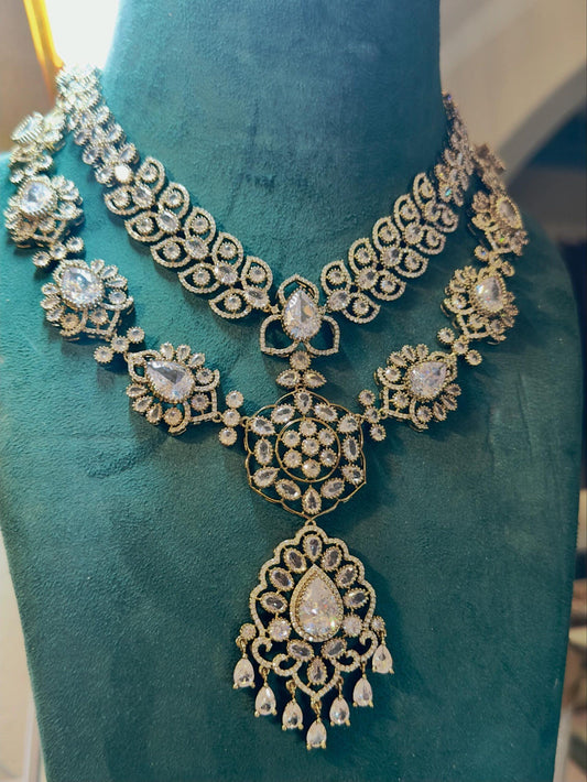 Bridal Statement Necklace, Cubic Zirconia Jewelry Set