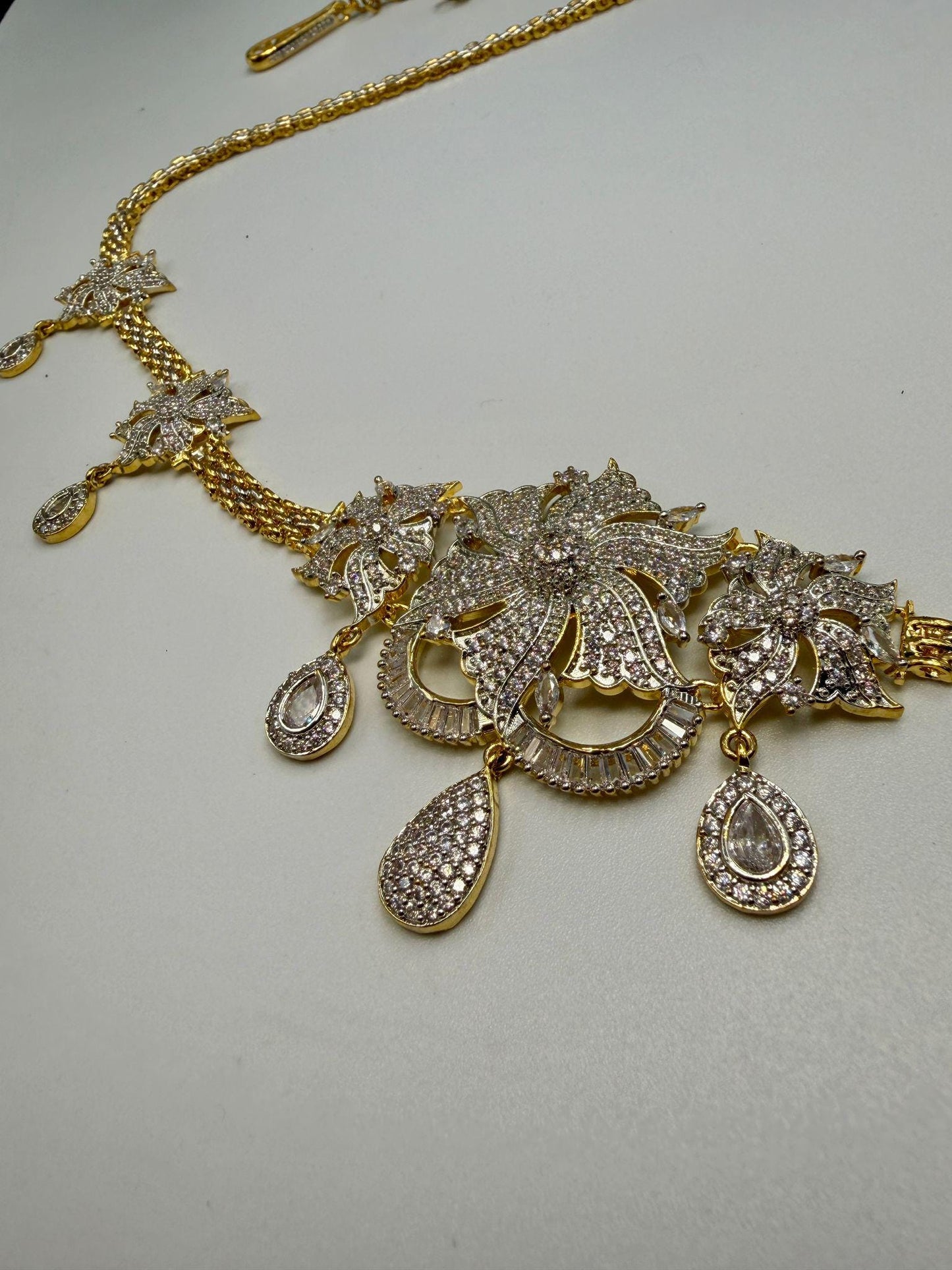 Gold Tone Floral Waist Chain Belt • Embellished Bridal Kamarbandh • Adjustable Wedding Jewelry