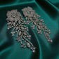 Silver Tone Floral Chandelier Earrings | Statement Bridal Drop Earrings for Wedding & Evening Wear