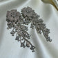 Silver Tone Floral Chandelier Earrings | Statement Bridal Drop Earrings for Wedding & Evening Wear